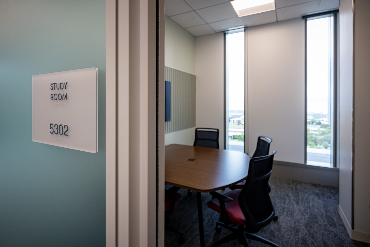 Study space within the Spencer Fox Eccles School of Medicine building