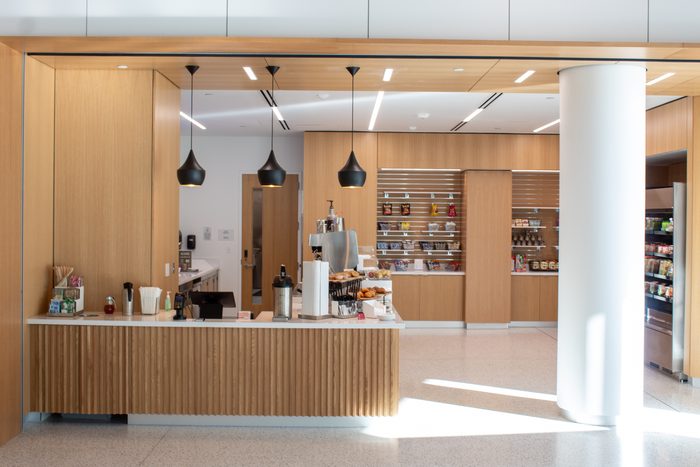 Seating area inside the Kahlert Foundation Café